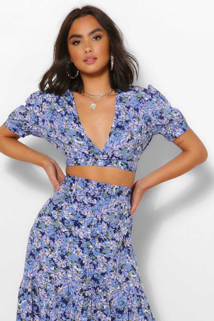 Floral Crop Top &amp; Maxi Skirt Two-Piece Set | boohoo