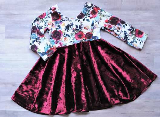 Floral Dress, Baby Dress, Velvet Christmas Dress, Vintage Dress ...