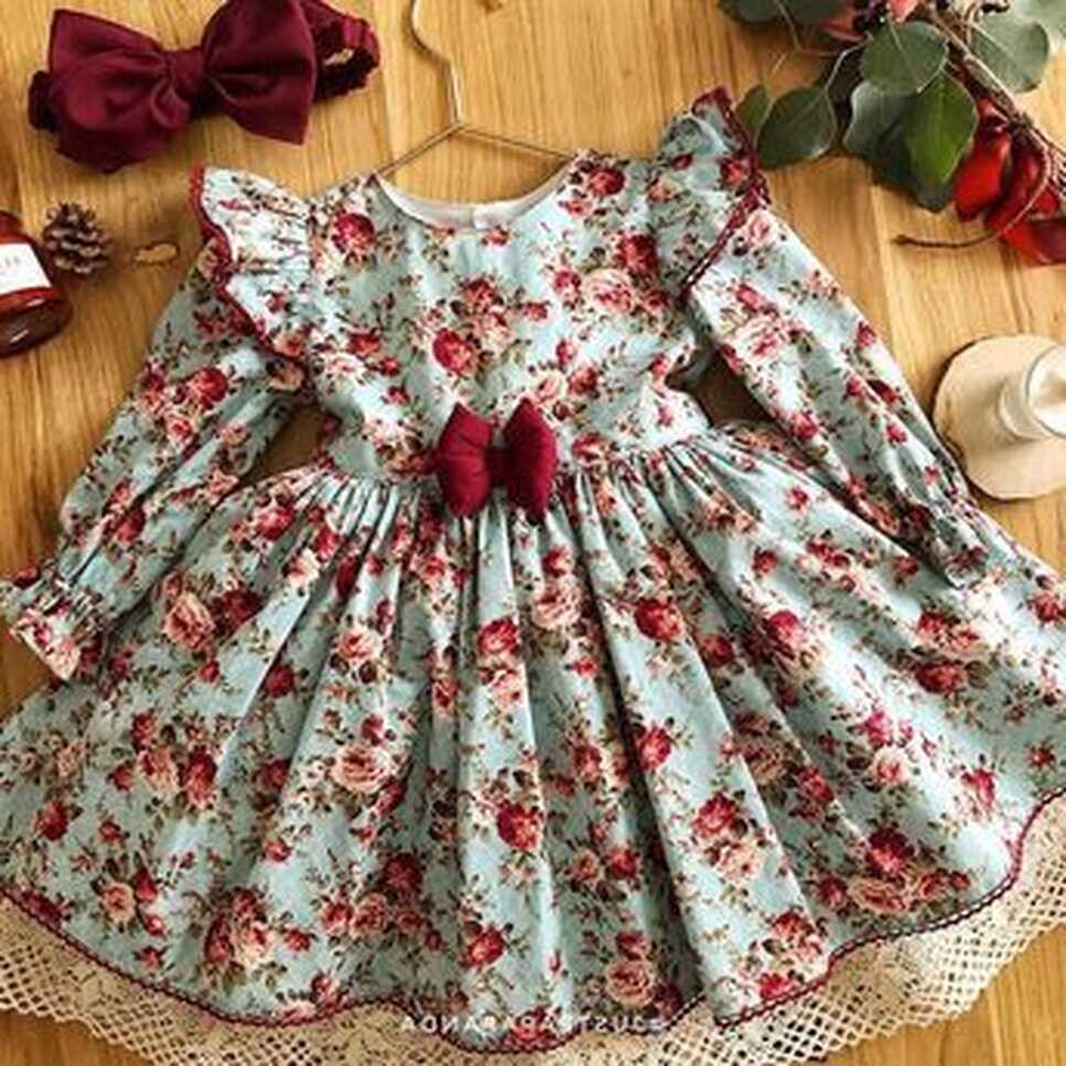 Floral Eid Dress for Baby Girl and Toddler, Vintage Cotton Dress ...