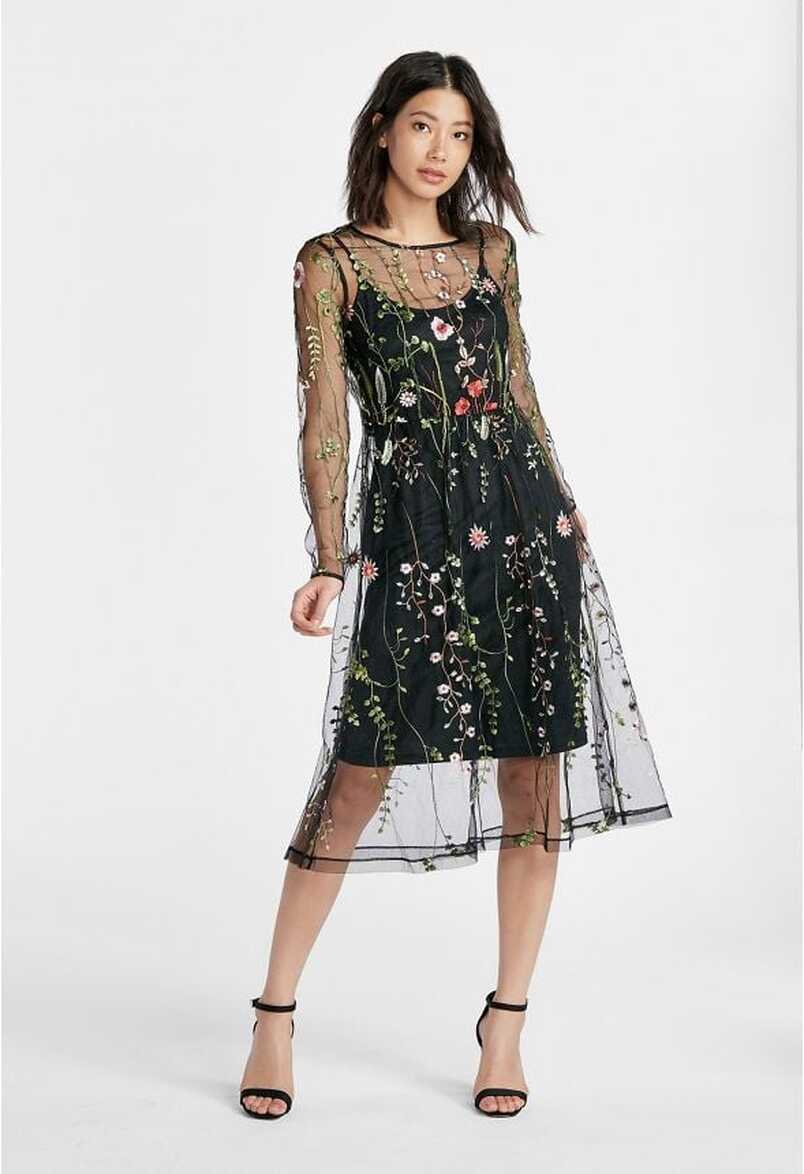 Floral Embroidered Dress Clothing in Black - Get great deals at ...