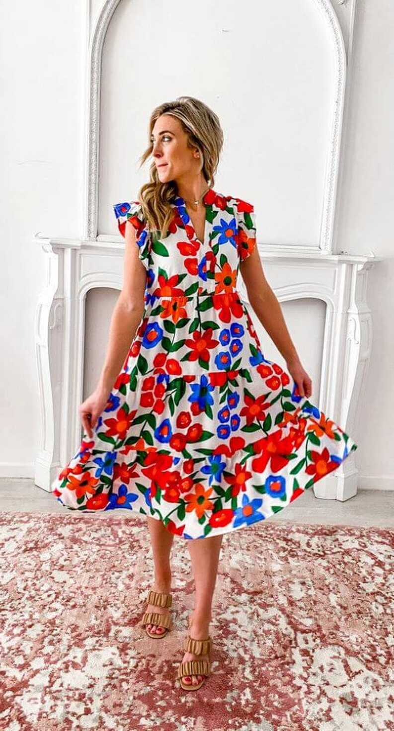 Floral Fusion Midi Dress | Summer Midi Dresses – Jolie Vaughan ...