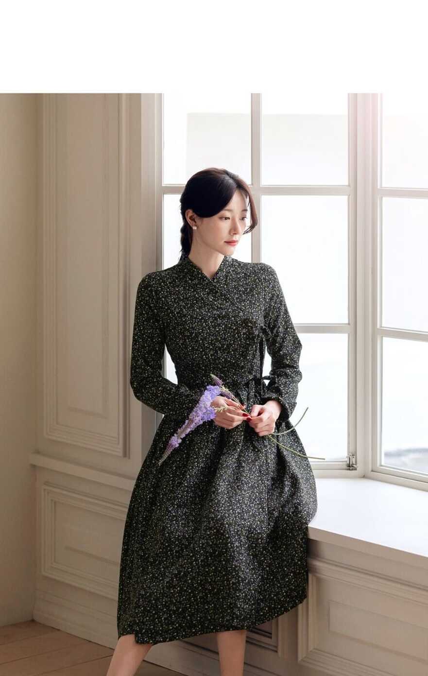 Floral Hanbok Korean Modernized Traditional Costume Fusion Modern ...