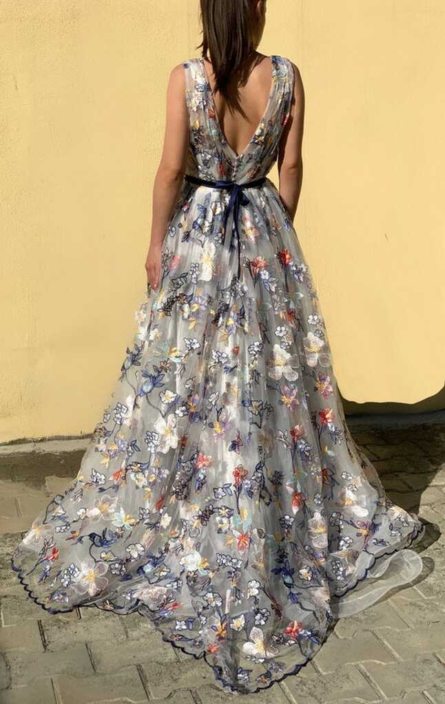 Floral Maxi Dress, Embroidered Formal Dress, Prom Dress Long ...