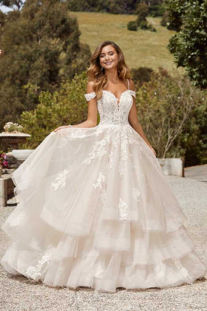 Floral Princess Wedding Dress with Glitter Tulle | Sophia Tolli