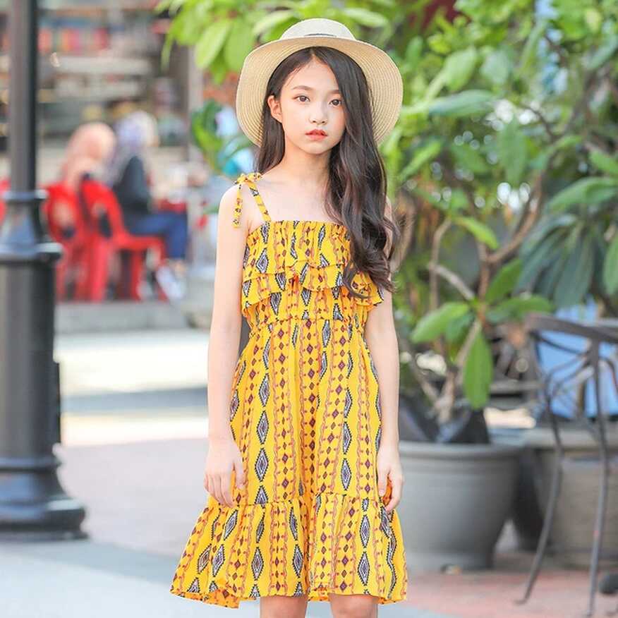 Floral Print Chiffon Dress Teenage Girls Clothing 2020 Summer ...