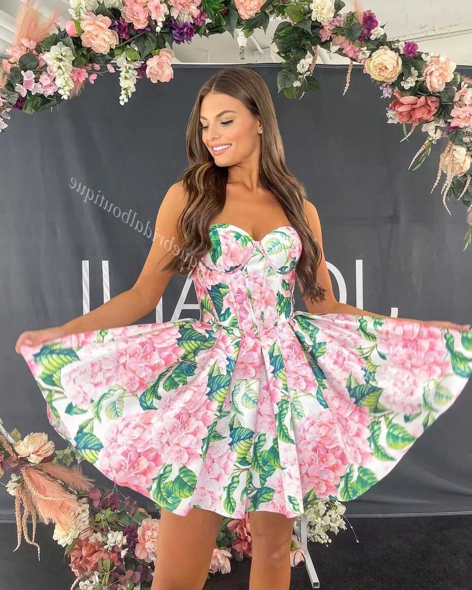 Floral Print Cocktail Party Dress Designer Prom Pageant, Formal ...