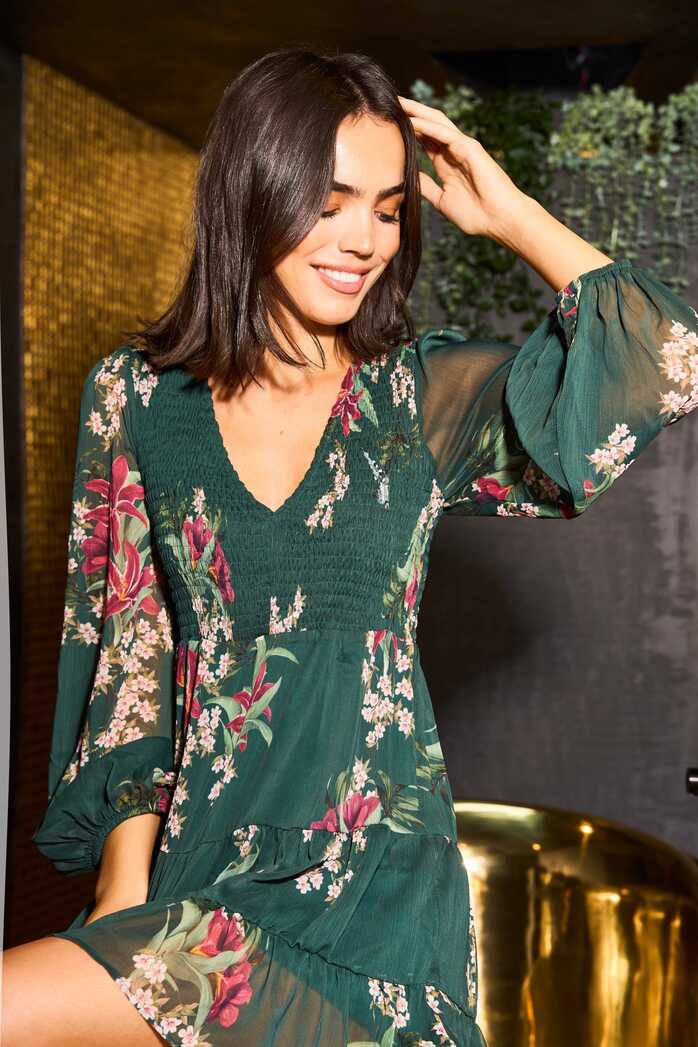 Floral Print Long Sleeve Smock Dress – Urban Touch