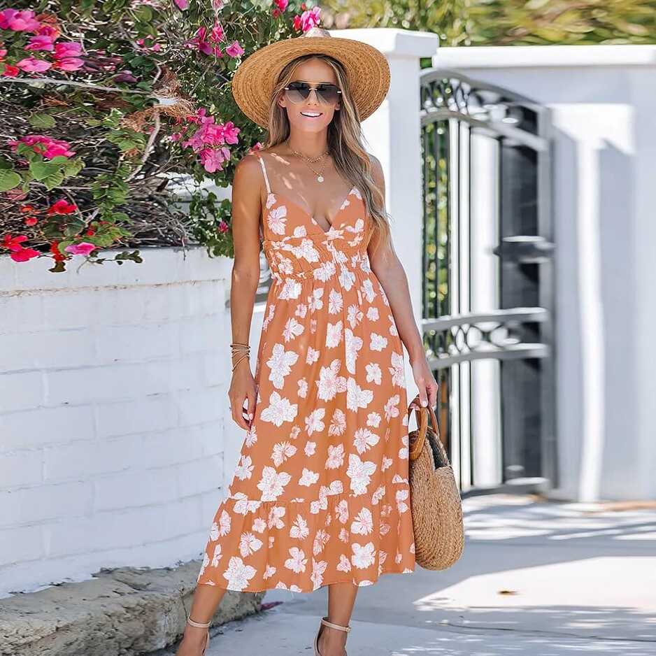 Floral Print Midi Dress – Boho Beach Hut