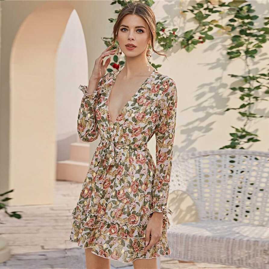 Floral Print Mini Dress – Aesthetic Clothing