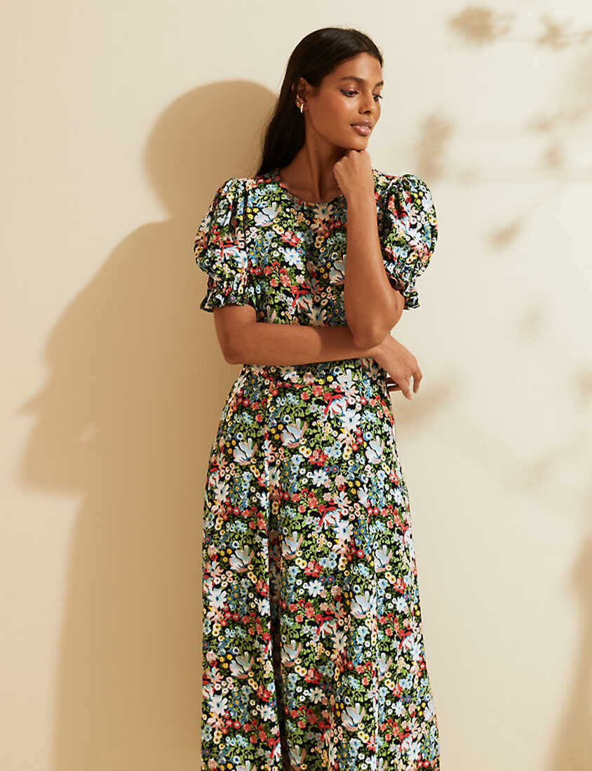 Floral Puff Sleeve Midi Tea Dress | M&amp;S X GHOST | M&amp;S