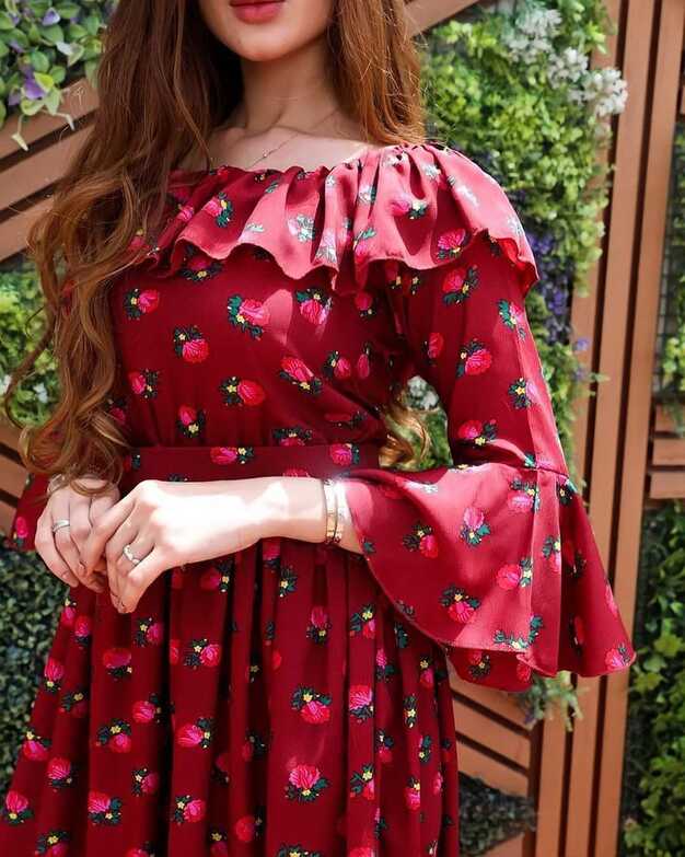 Floral Red dress girl outfit | Blouse casual fashion, Stylish ...