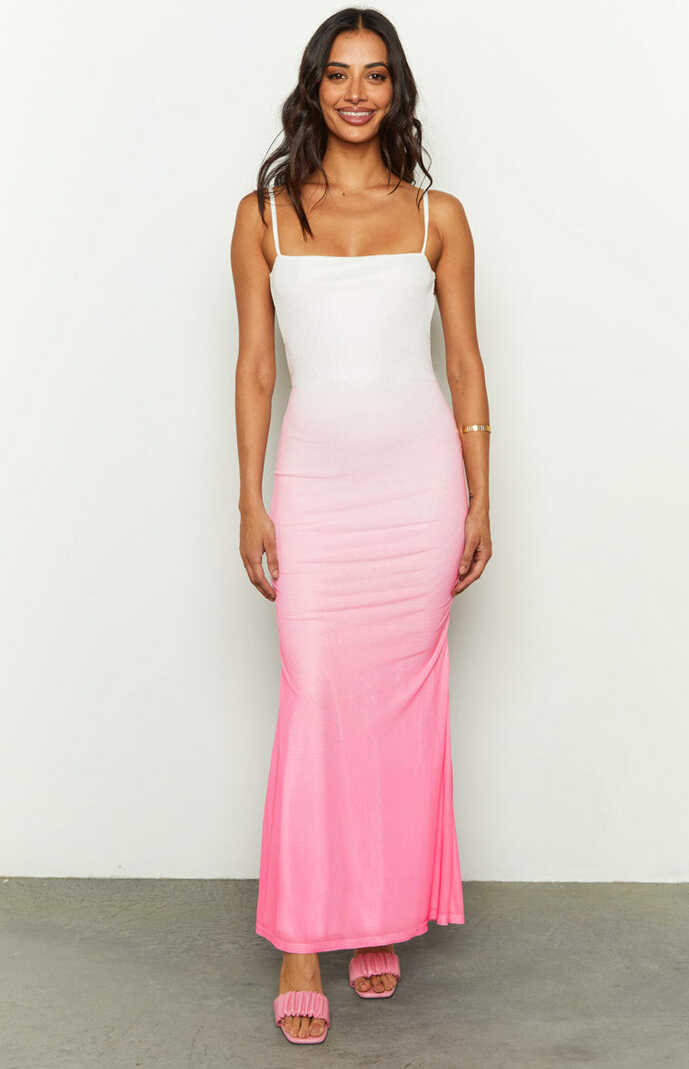 Florris Pink Ombre Mesh Formal Maxi Dress – Beginning Boutique