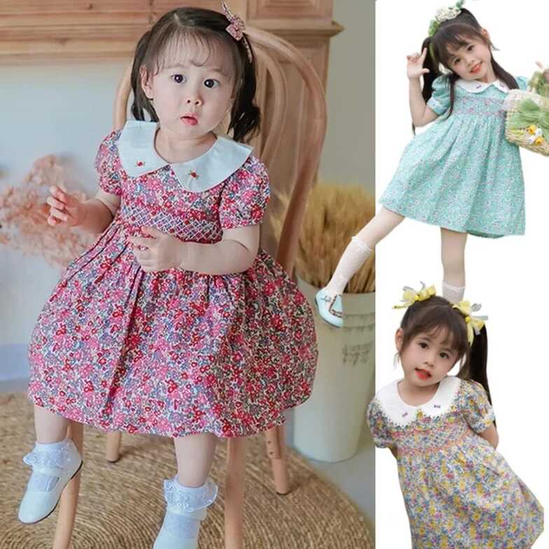 Flower Cotton Smocking Hand Embroidery New Toddler Girl Dresses ...