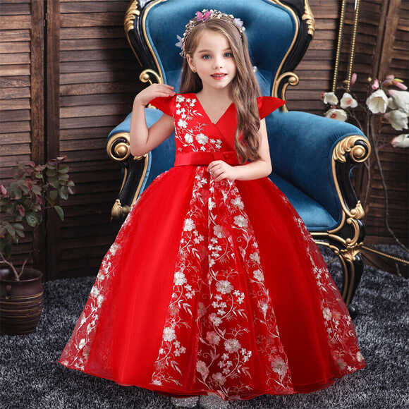 Flower Girl Birthday Wedding Kids Lace Prom Pageant Formal Long ...