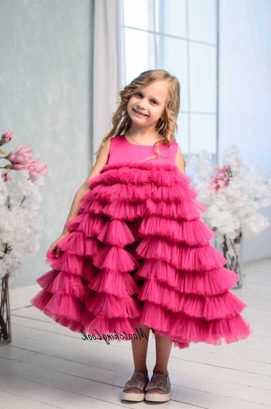 Flower Girl Dress, Hot Pink Dress, Girl Pageant Dress, Ruffle Tulle Dr