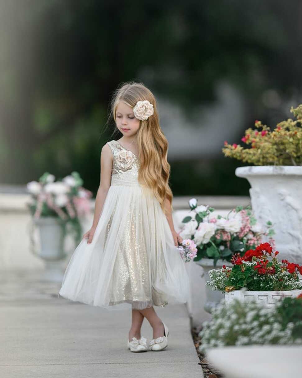 Flower Girl Dress, Ivory Gold Flower Girl Dress,flower Girl Dress ...