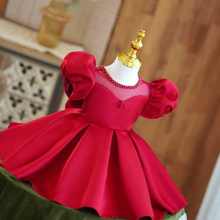 Flower Girl Dresses For Weddings Red Kids Baptism Birthday Dresses ...