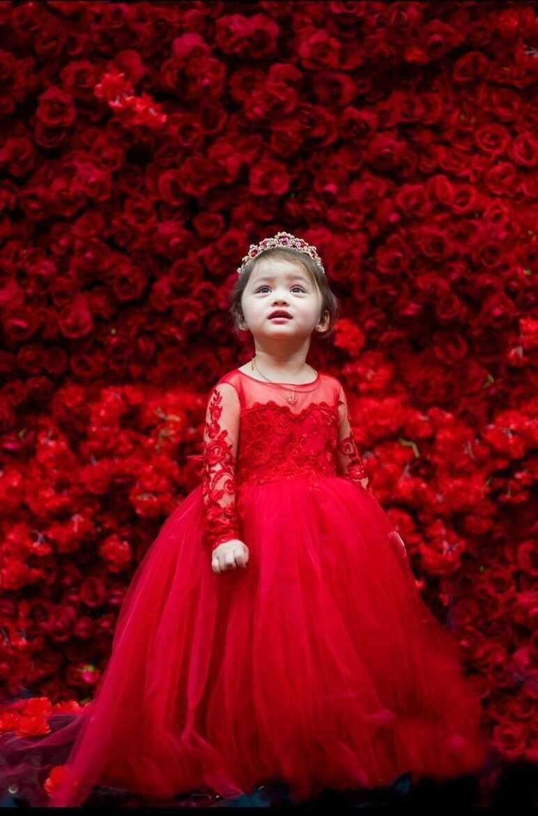 Flower girl tulle dress, girls red lace dress, toddler party dress, girls  ...