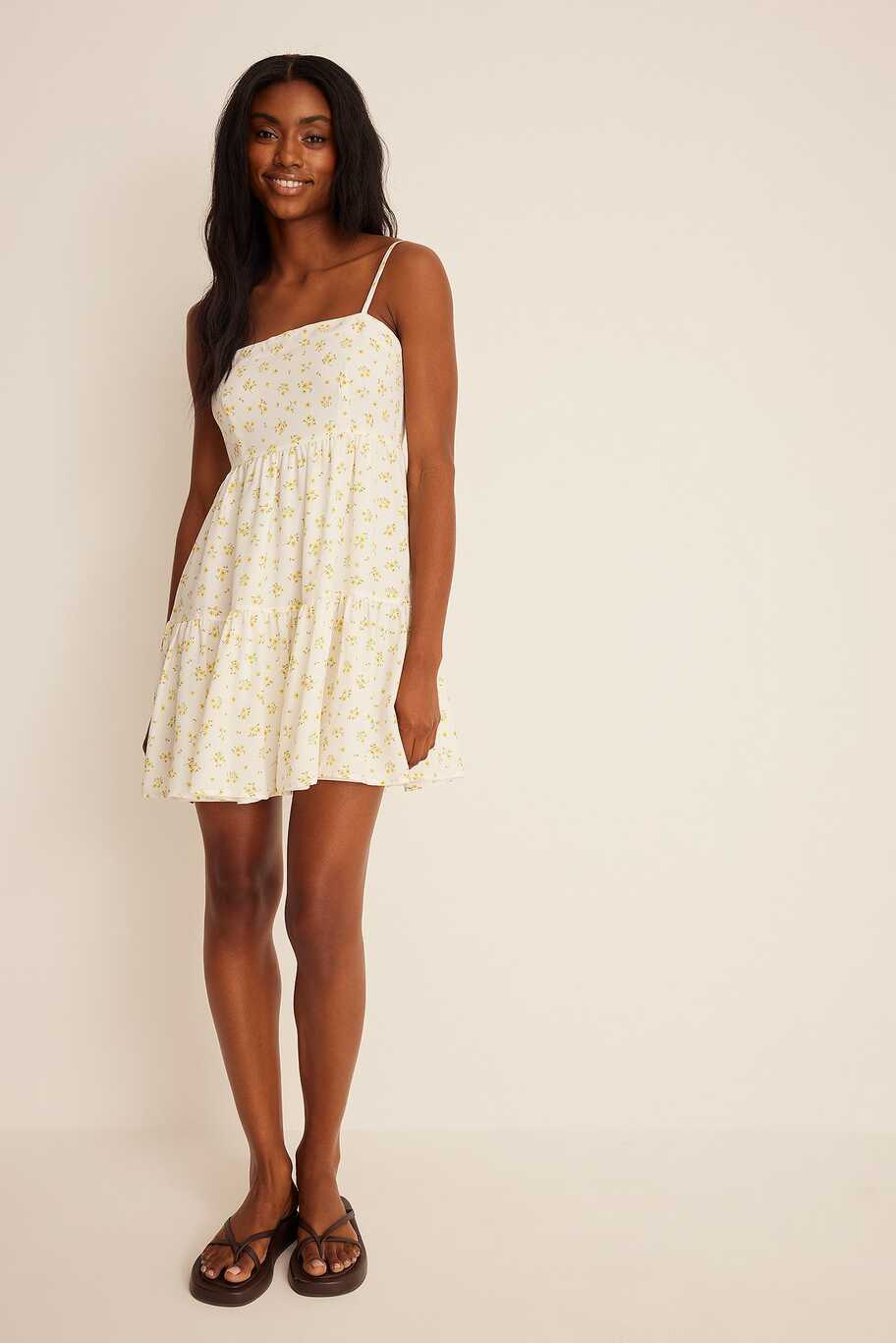 Flowy Mini Dress Flower | NA-KD