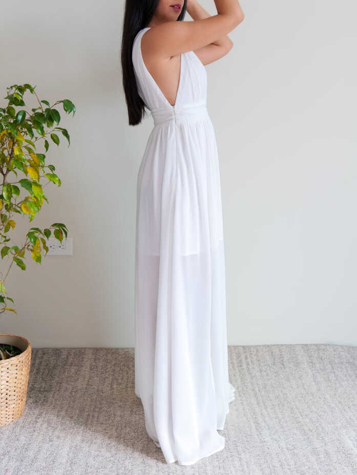 Flowy White Maxi Dress/White Formal Maxi Dress – Caribbeña Online ...