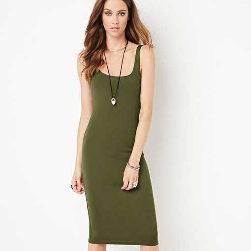 Forever 21 | Dresses | Bodycon Olive Green Dress | Poshmark