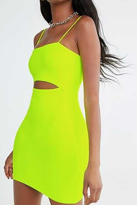 Forever 21 Cutout Cami Dress , Neon Yellow | Mini cami dress, Neon ...