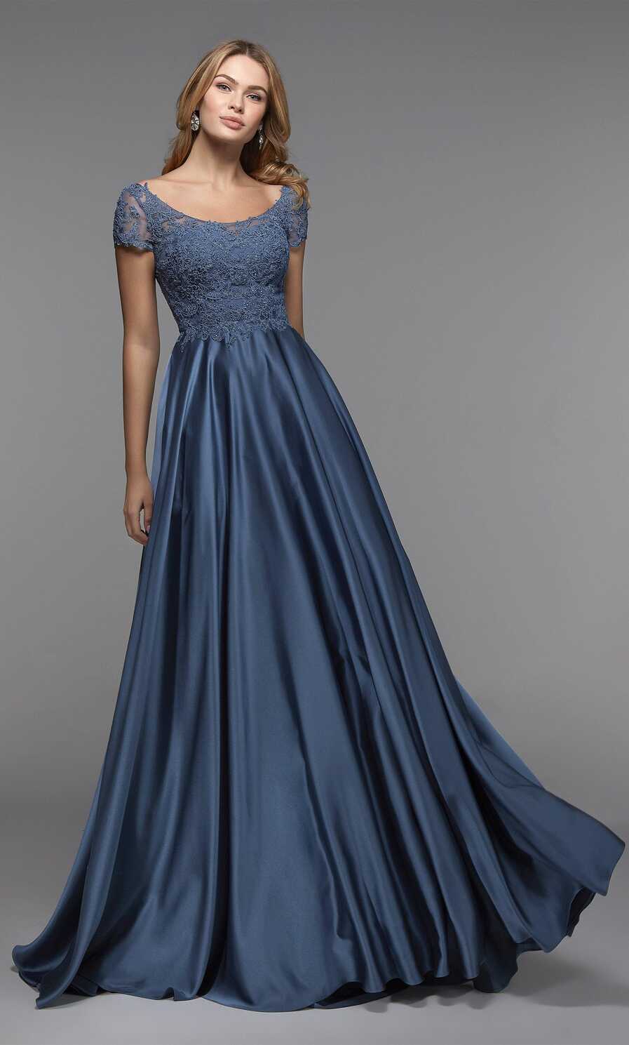 Formal Dress: 27505. Long Evening Dress, Illusion Neckline, Flowy ...