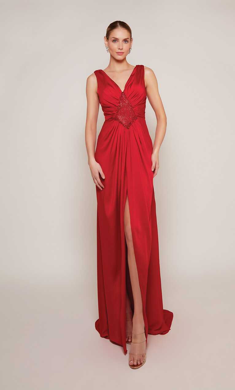 Formal Dress: 27649. Long, V-neck, Straight, V Shaped Back | Alyce ...