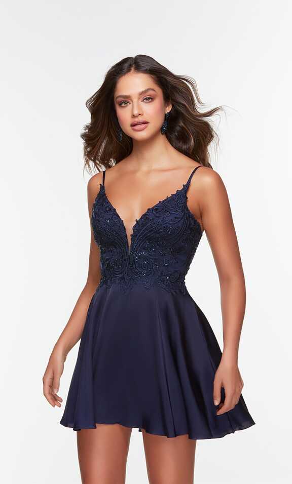 Formal Dress: 3113. Short, Plunging Neckline, A-line | Alyce Paris