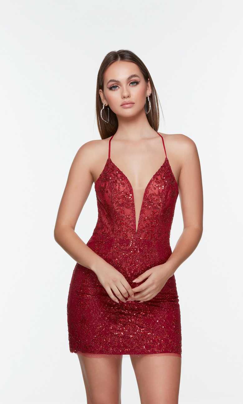 Formal Dress: 4513. Short, Plunging Neckline, Straight | Alyce Paris