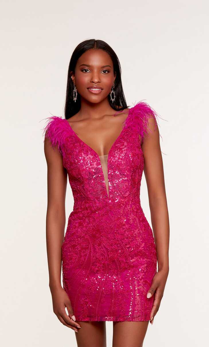 Formal Dress: 4613. Short, Plunging Neckline, Straight, Open Back ...