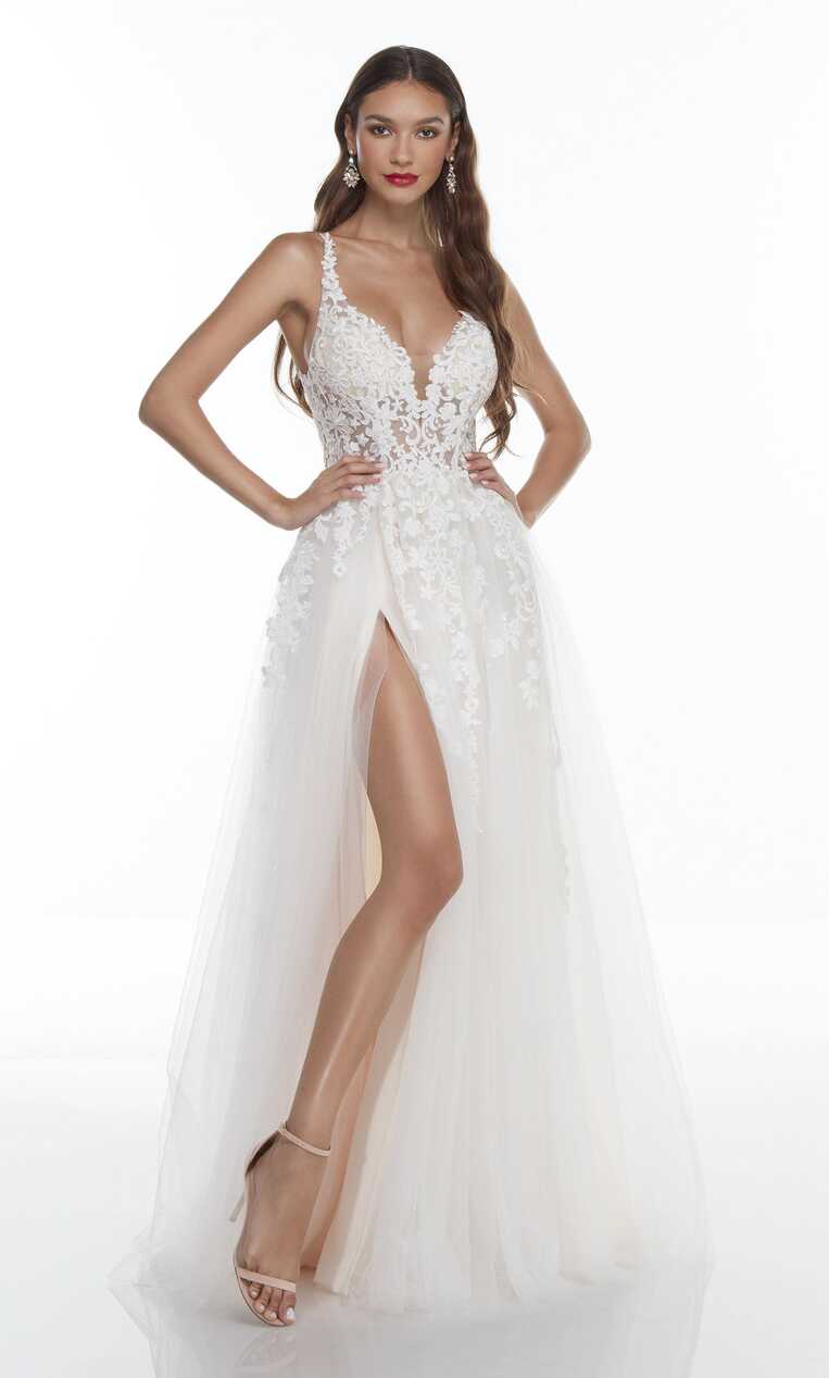 Formal Dress: 61110. Long Sexy White Dress, Plunging Neckline ...