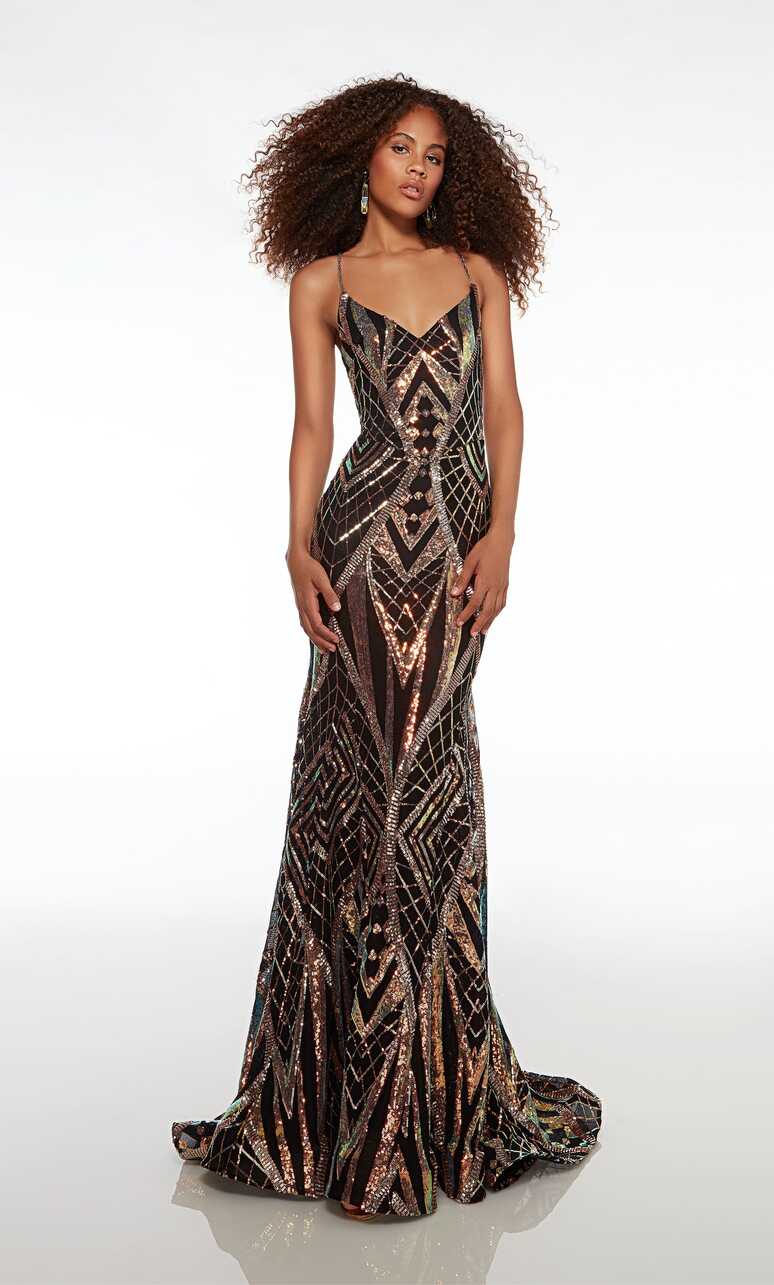 Formal Dress: 61698. Long, V-neckline, Mermaid, Strappy Back ...