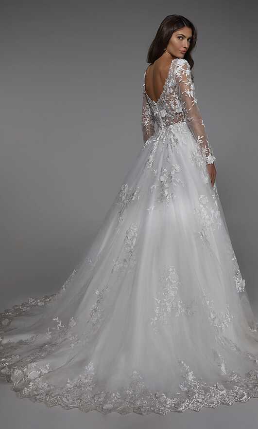 Formal Dress: 7046. Long Wedding Dress, Illusion Neckline, Ball ...