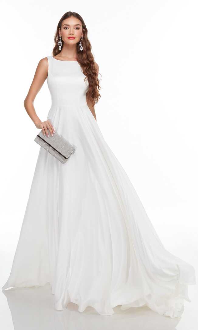 Formal Dress: 7053. Long Flowy Wedding Dress, Bateau Neckline, A ...