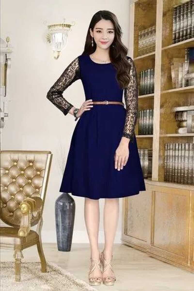 Formal Wear Cotton Ladies Lace Sleeves Western Dress at Rs 399 ...