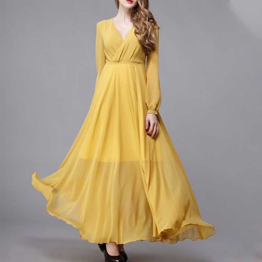 Free Sample Fashion Custom Lady Chiffon Ruffle Maxi Dress Oemodm ...