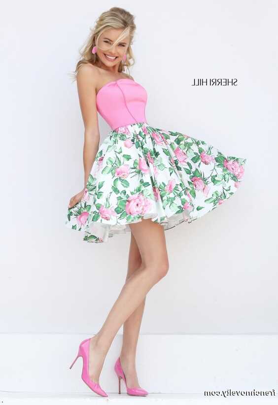 French Novelty: Sherri Hill 50470 Short Floral Print Prom Dress