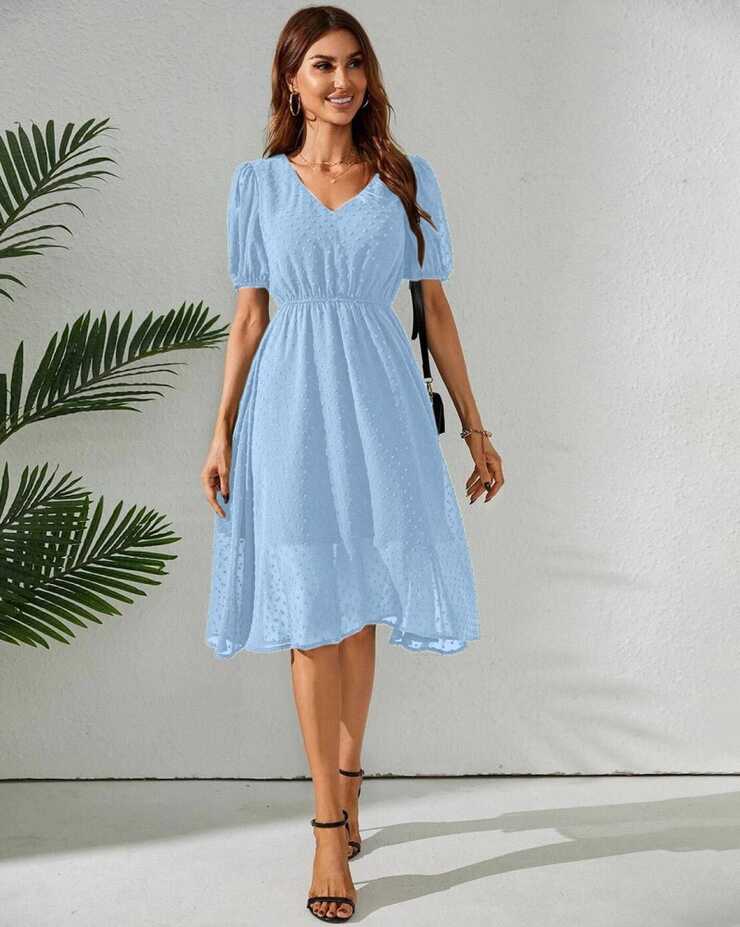 Freshta Fashion Women A-line Light Blue Dress - Buy Freshta ...