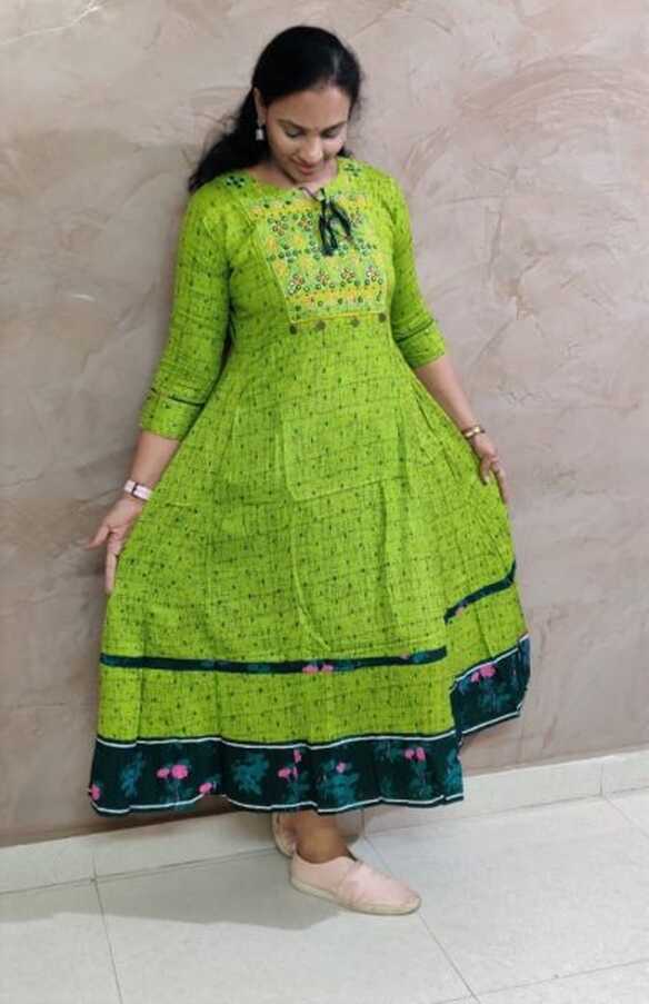 Frock Style Kurtis- Green