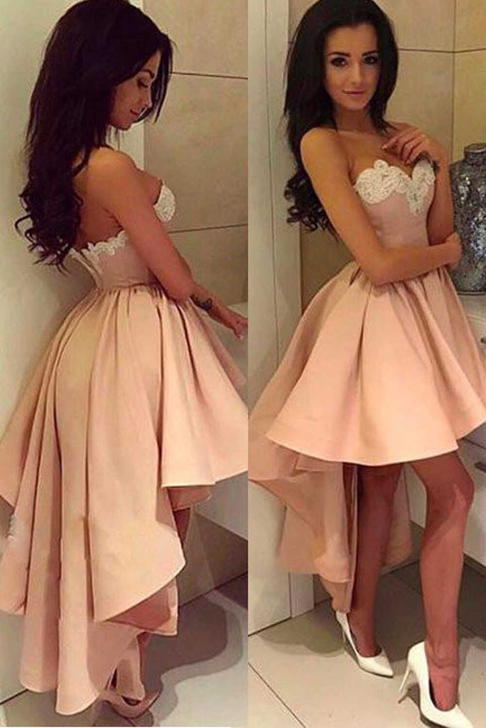 Front Short Long Back Blush Pink Charming Homecoming Dresses Prom ...