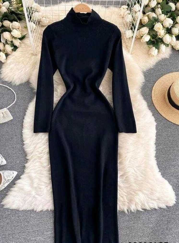 Full Sleeve Long Bodycon Dress - Evilato Online Shopping