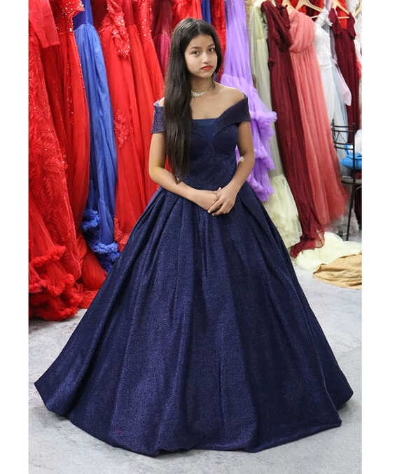 G238, Luxury Navy Blue Sequences Princess Big Ball Gown, Size (XS ...