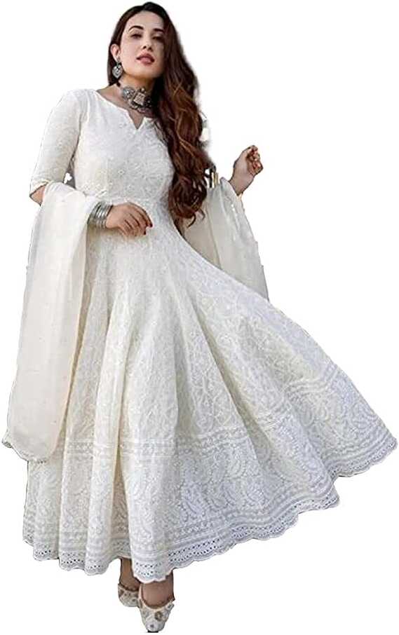 GM SARA Anarkali Cotton Chikankari Summer Kurti for Women ...