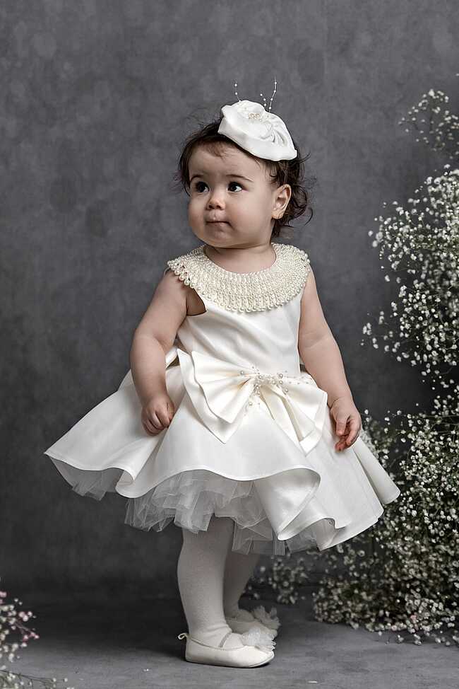 GULER- Baby Girl Pearl Collar Exlusive Dress With Hair Accessory ...