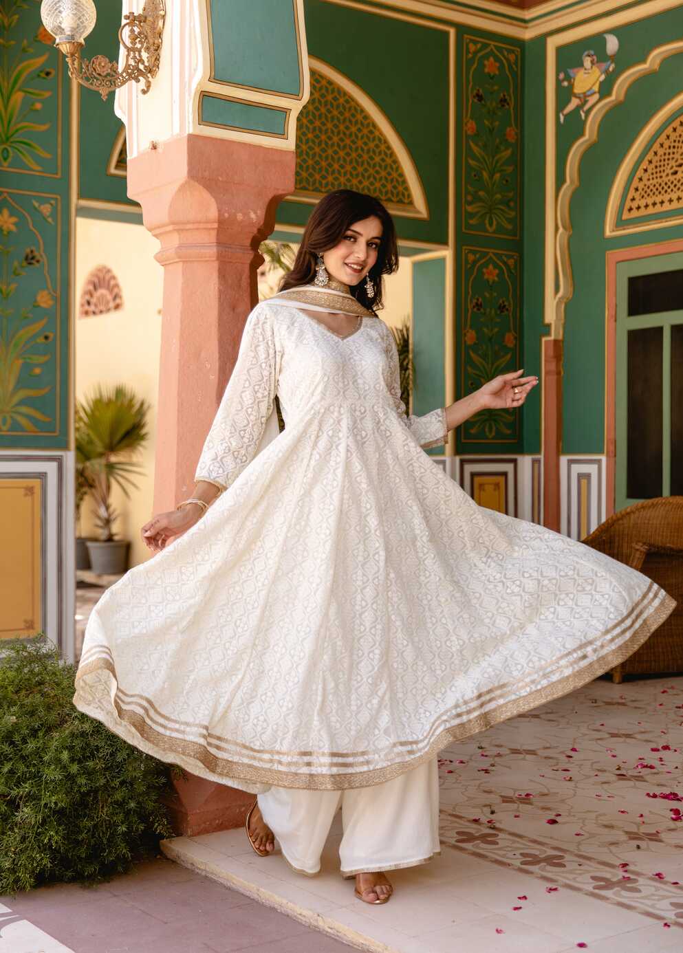 Gauri Chikankari Anarkali Suit Set – THAKURBAI