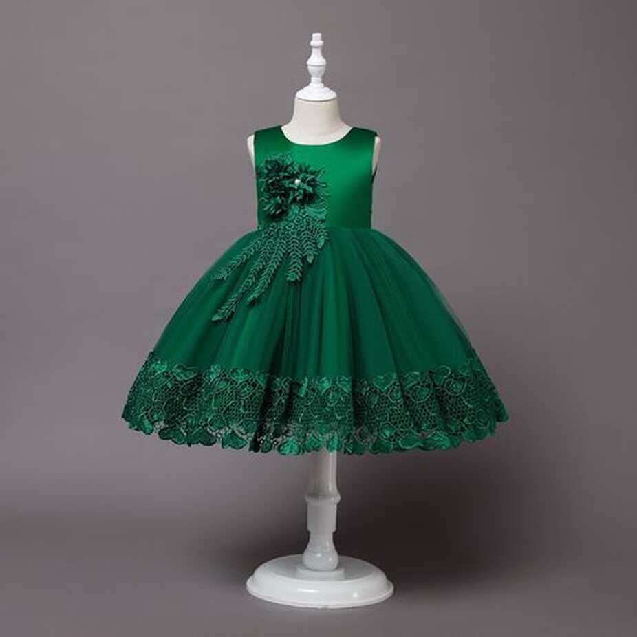 Generic Elegant Gown Girl Dresses Green Kids Princess Wedding ...