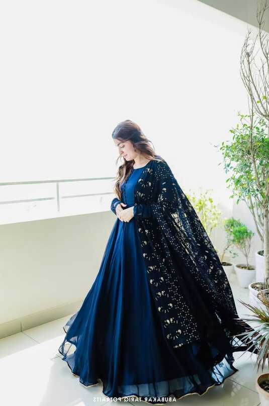 Georgette Embroidered Designer Gown For Women, Blue at Rs 1500 in ...