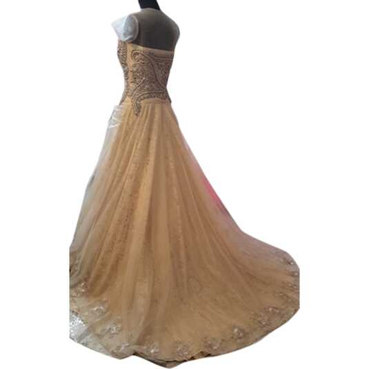 Georgette Party Wear Golden Net Long Gowns, Size: S-xl at Rs 14000 ...