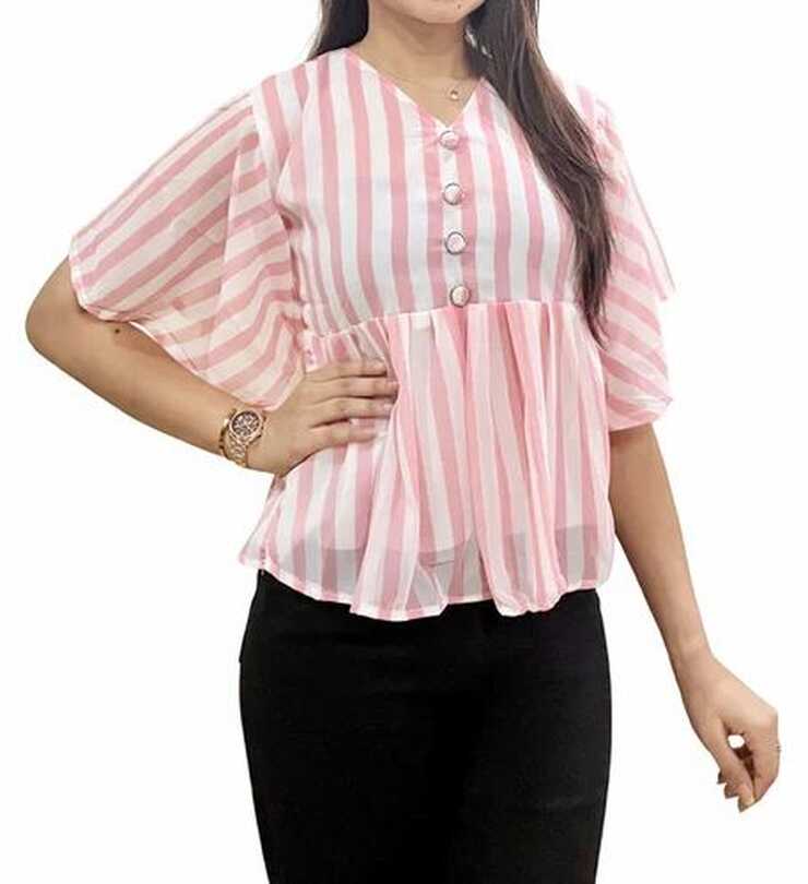 Georgette Printed Fancy Tops, green and pink at Rs 180 in New ...